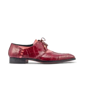 Mauri 4942 Bumby Men's Shoes Fuchsia & Ruby Red Exotic Crocodile / Ostrich Leg Derby Oxfords (MA5378)