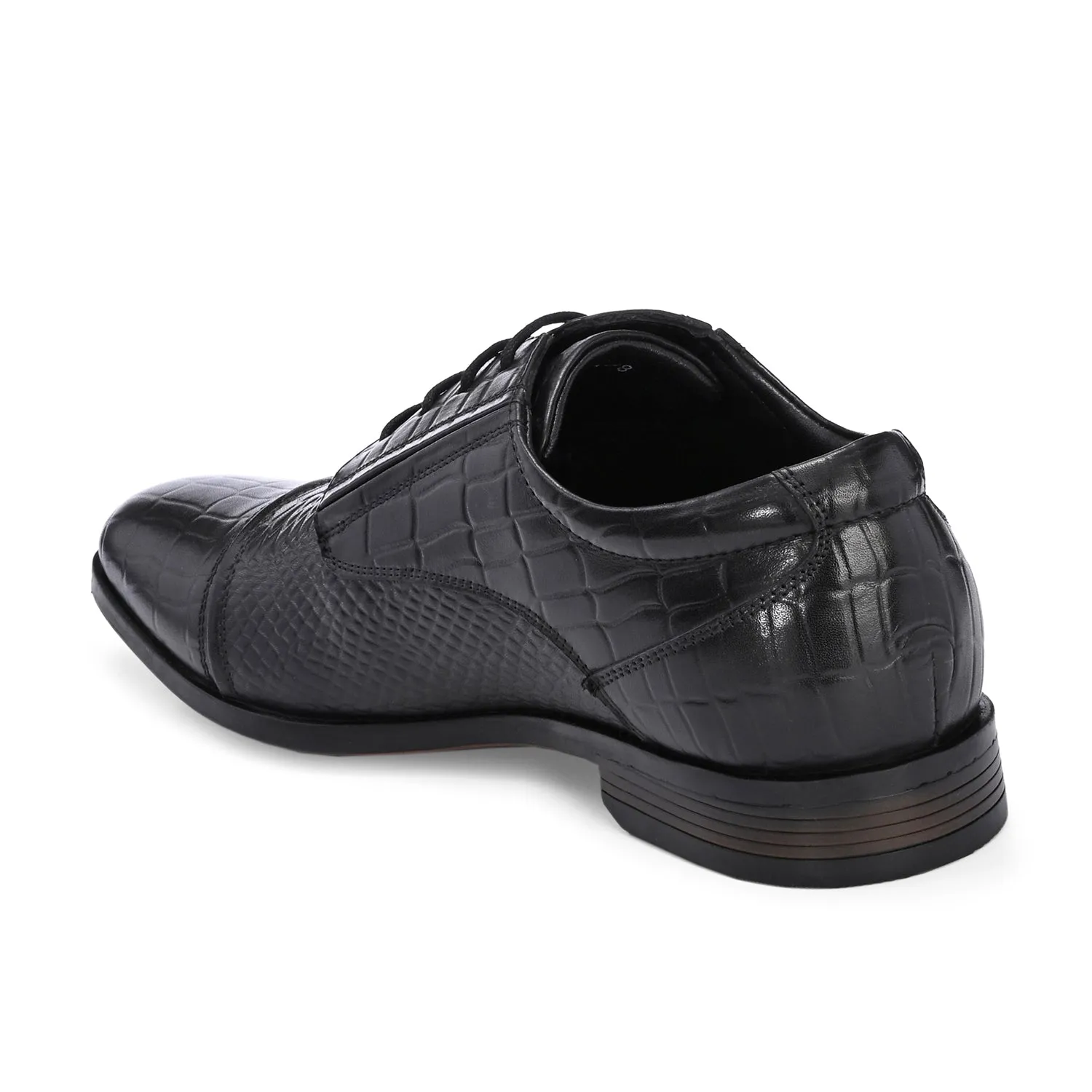 Men Premium Leather Black Lace-Up Formal Derby Shoes (Origo-60)