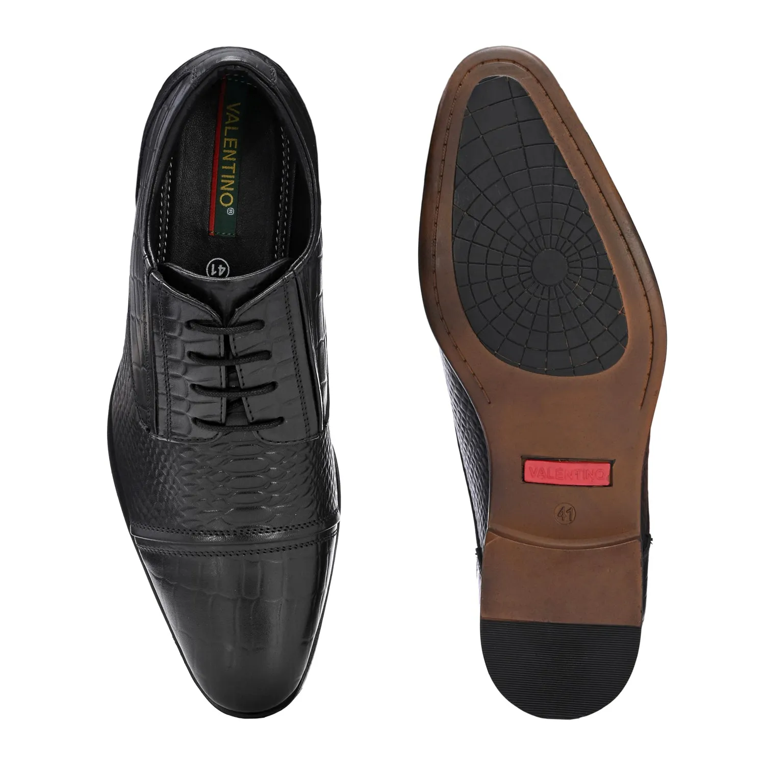 Men Premium Leather Black Lace-Up Formal Derby Shoes (Origo-60)