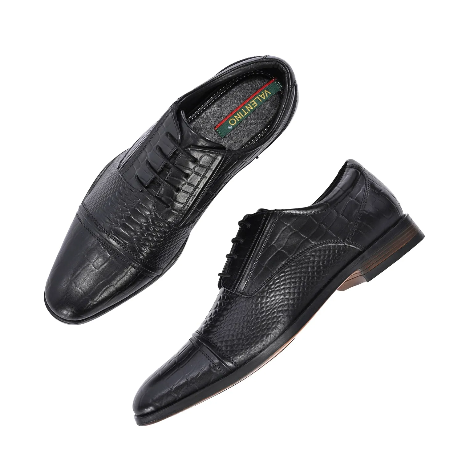 Men Premium Leather Black Lace-Up Formal Derby Shoes (Origo-60)