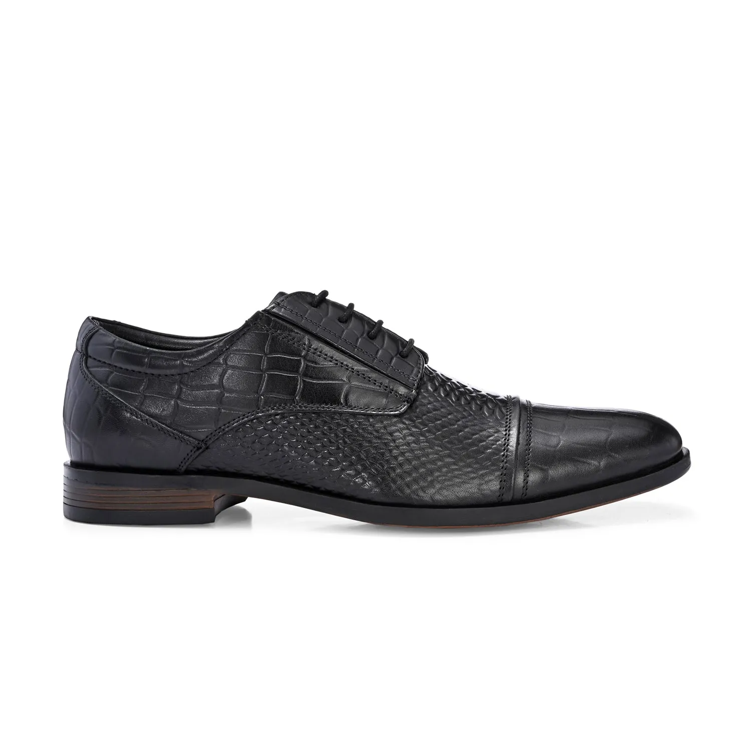 Men Premium Leather Black Lace-Up Formal Derby Shoes (Origo-60)
