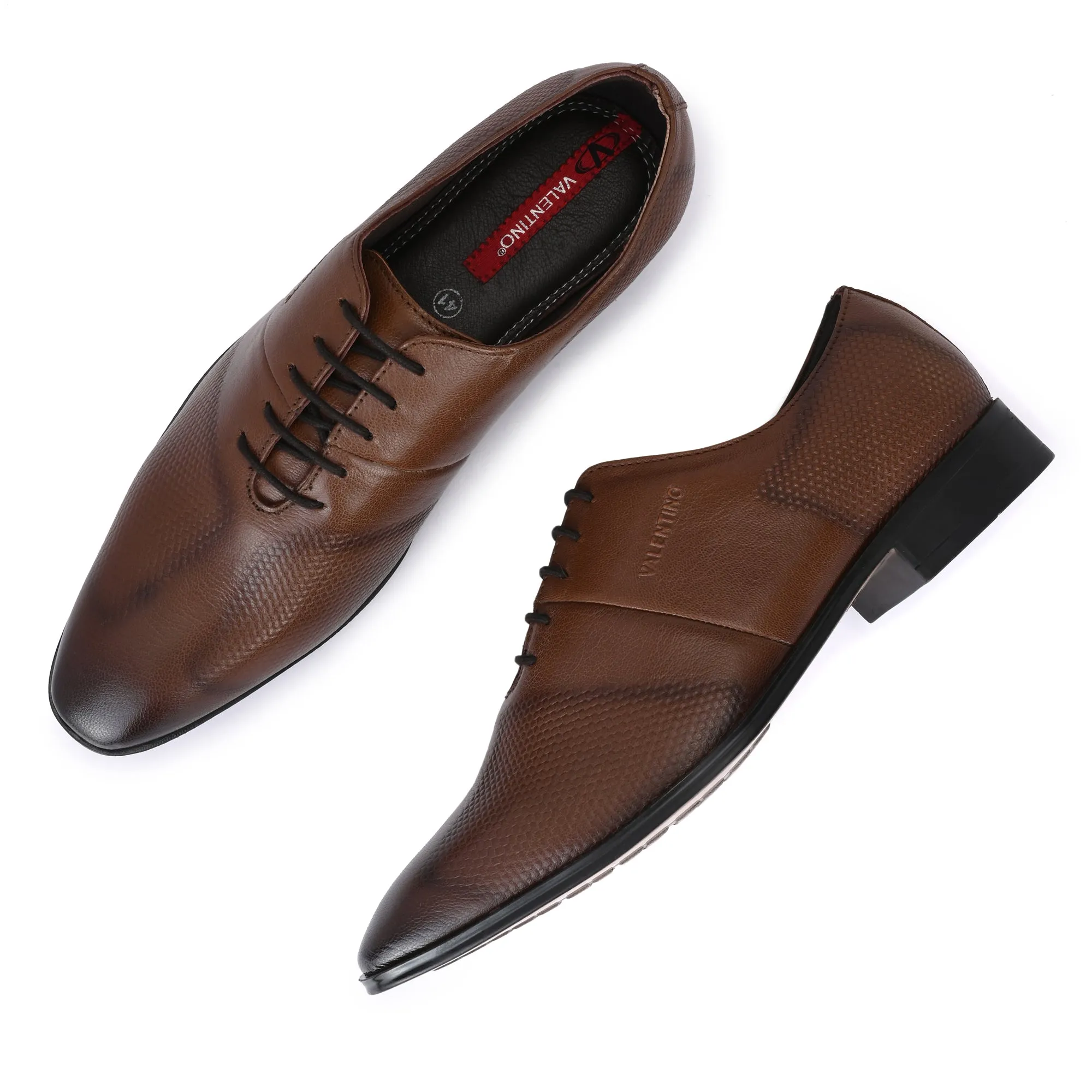 Men Premium Leather Mocca Lace-Up Formal Derby Shoes (V-Paris-55)