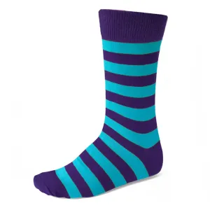 Men's Dark Purple and Turquoise Striped Socks