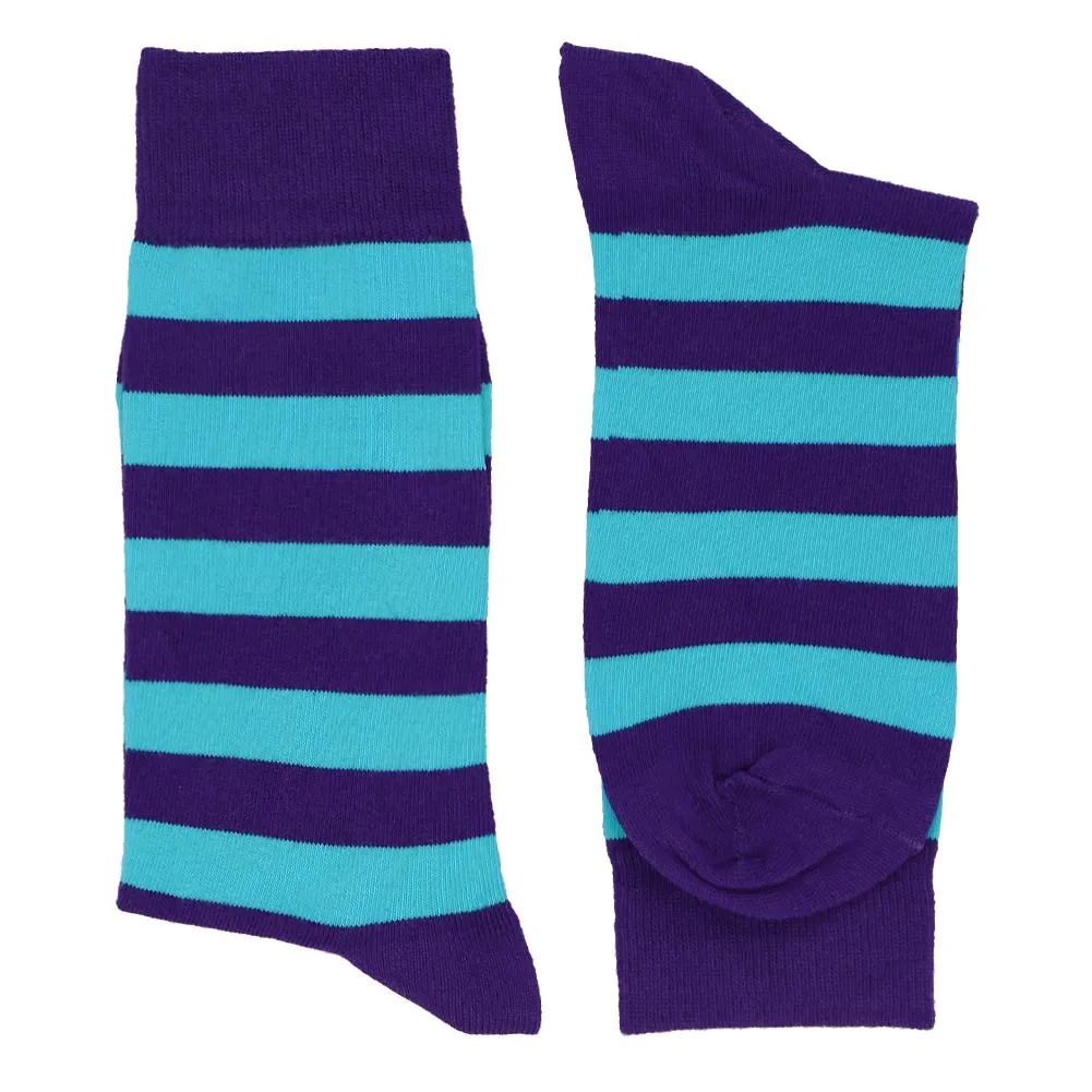 Men's Dark Purple and Turquoise Striped Socks