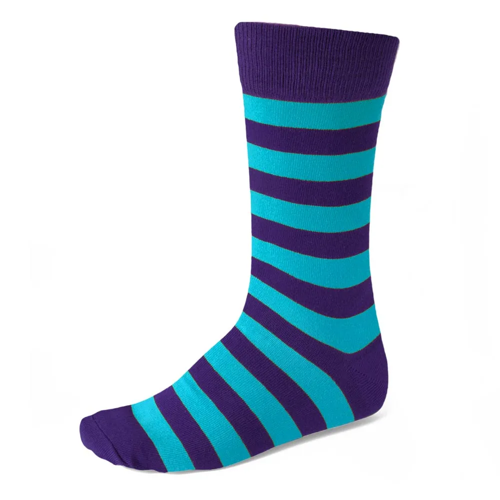 Men's Dark Purple and Turquoise Striped Socks