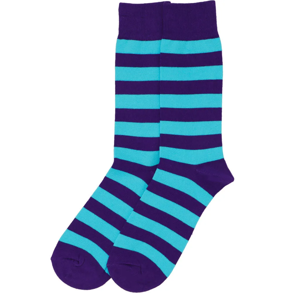 Men's Dark Purple and Turquoise Striped Socks
