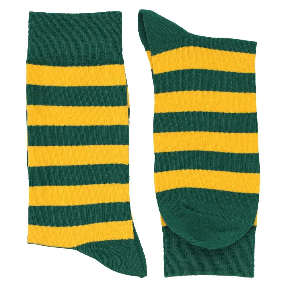 Men's Hunter Green and Golden Yellow Striped Socks