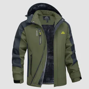 Men's Water Resistant Ski Jacket - Fleece Lined Parka with Pockets