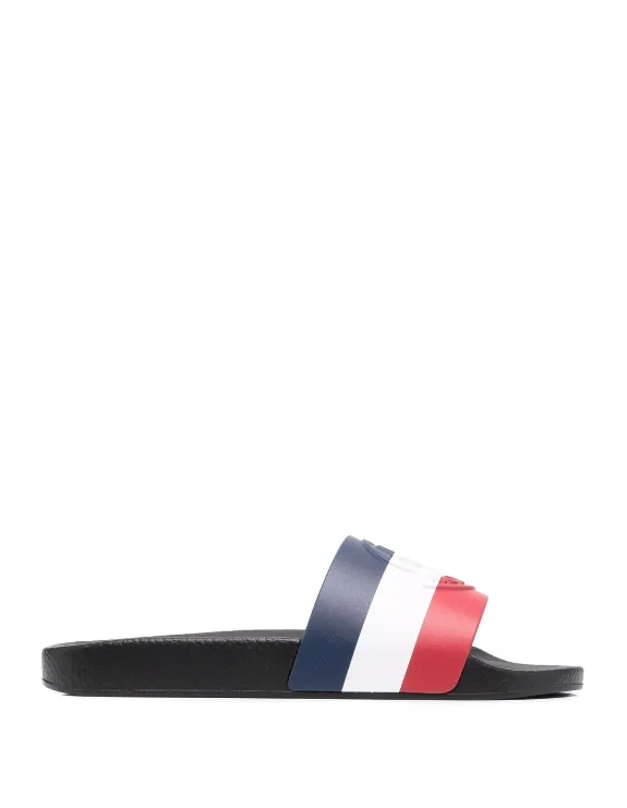Moncler signature-stripe pool slides