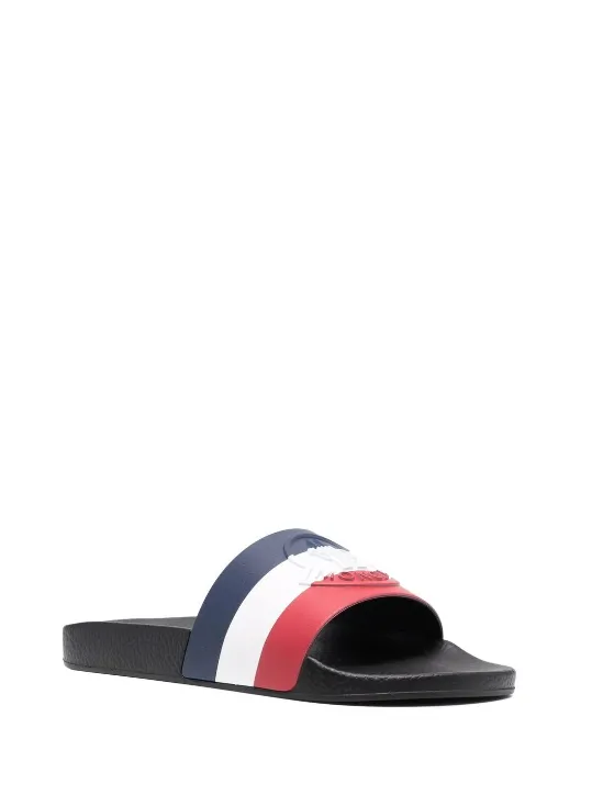 Moncler signature-stripe pool slides