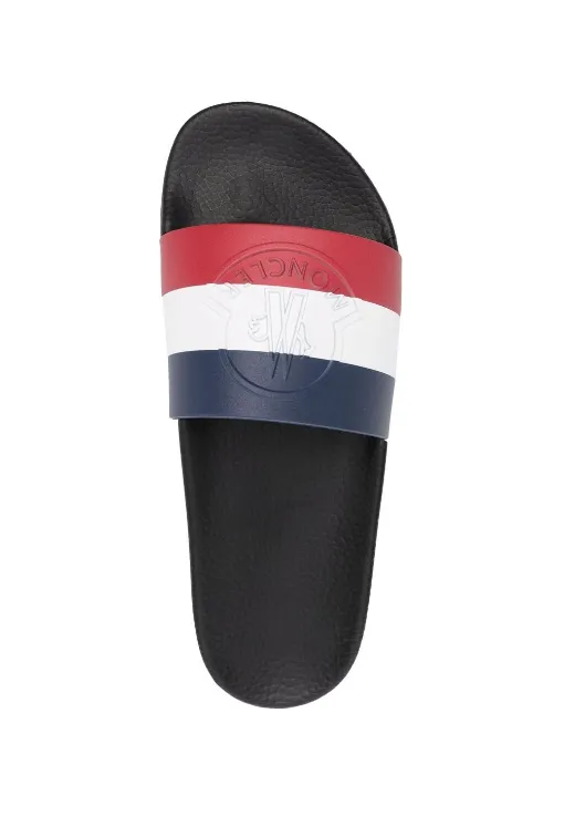 Moncler signature-stripe pool slides