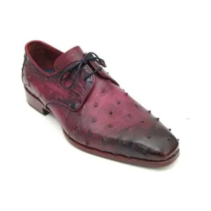 Paul Parkman Handmade Designer Shoes Men's Handmade Designer Shoes Genuine Ostrich Derby Pink Lilac Oxfords (PM5205)