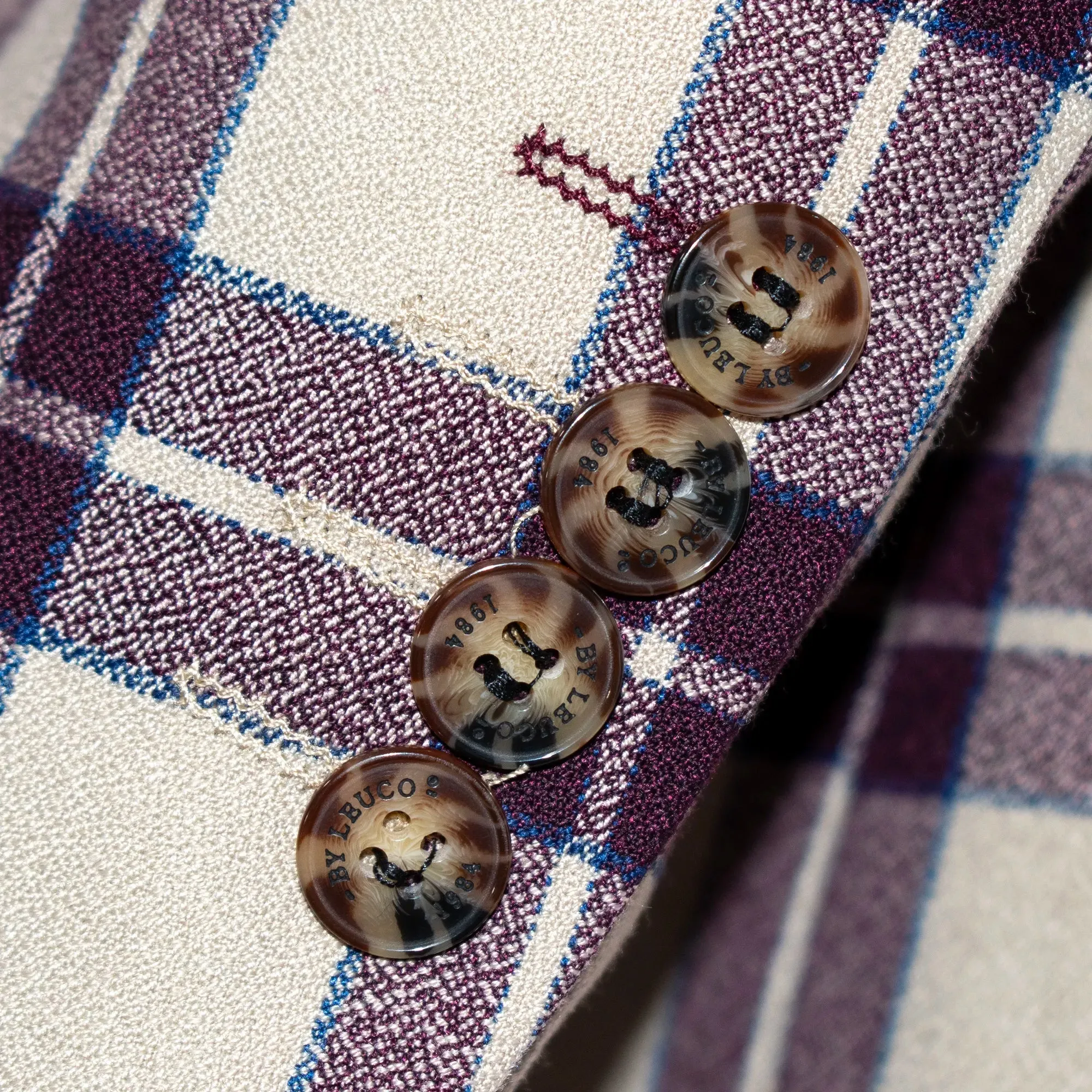 Tan and Eggplant Plaid 3-Piece Tailored-Fit Suit
