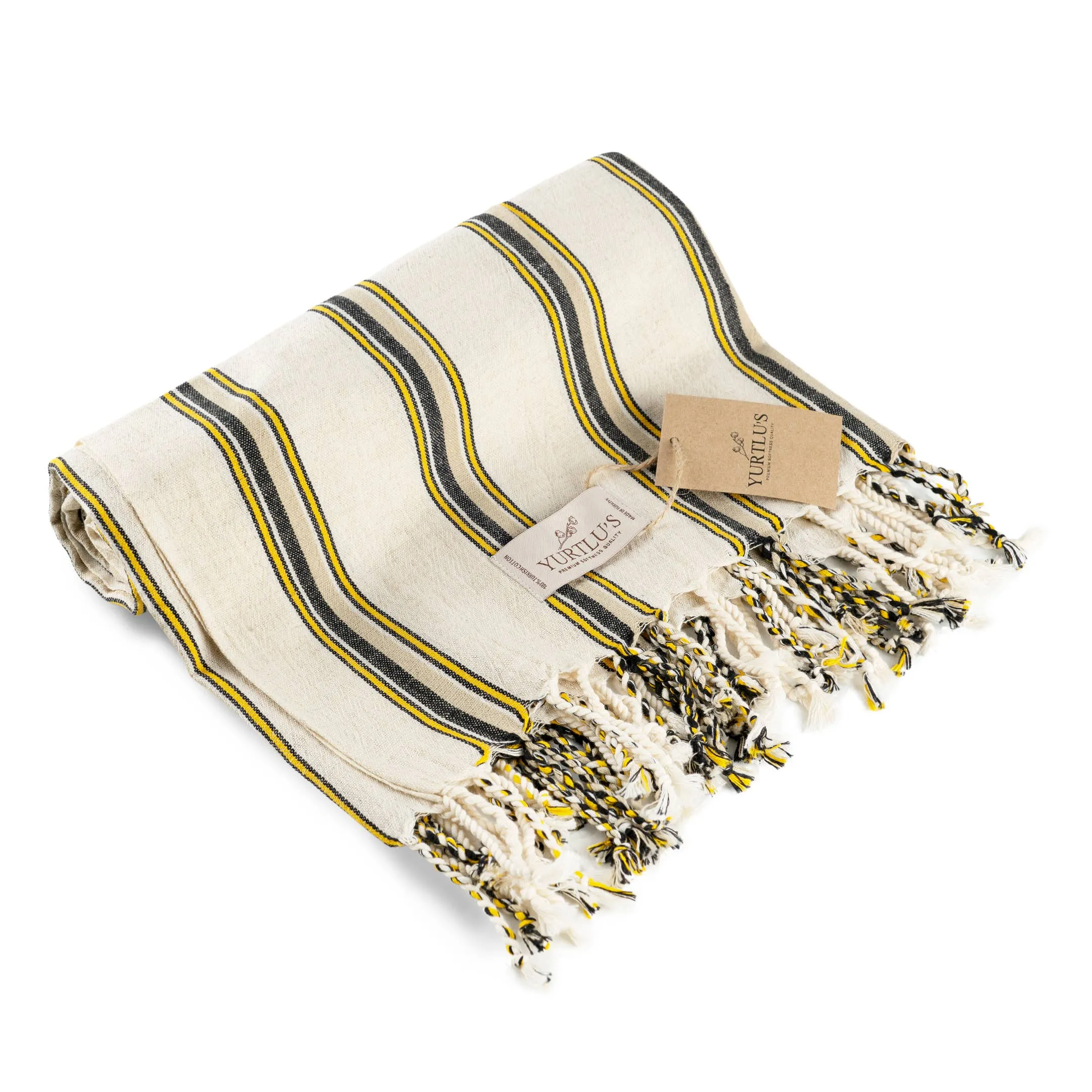 Turkish Towel Black/Yellow Stripe