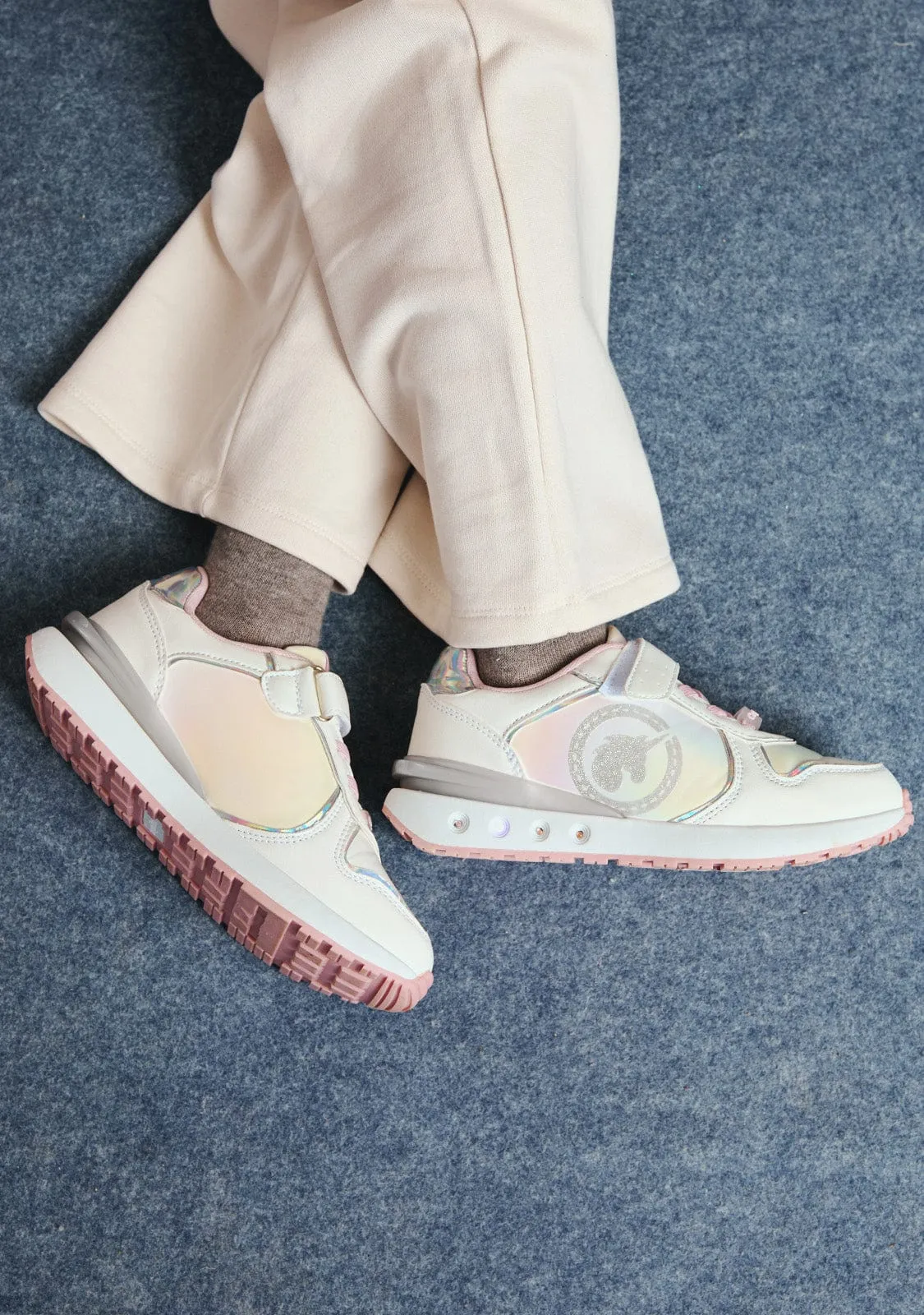 White Unicorn Sneakers with Lights