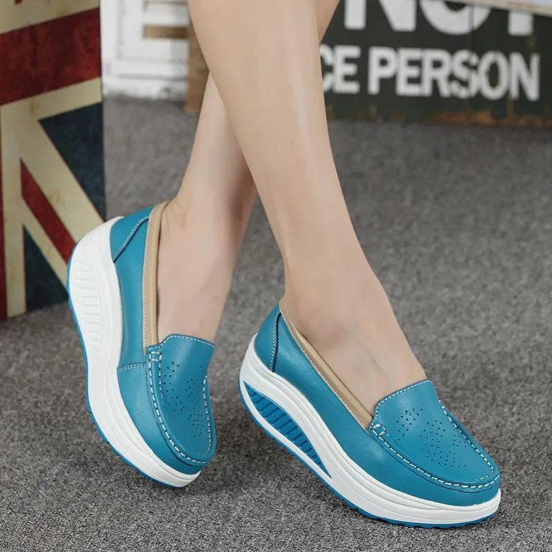 Women's platform wedge slip on nursing working loafers shoes