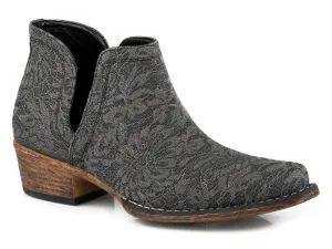 WOMENS SNIP TOE BLACK FABRIC LACE UPPER
