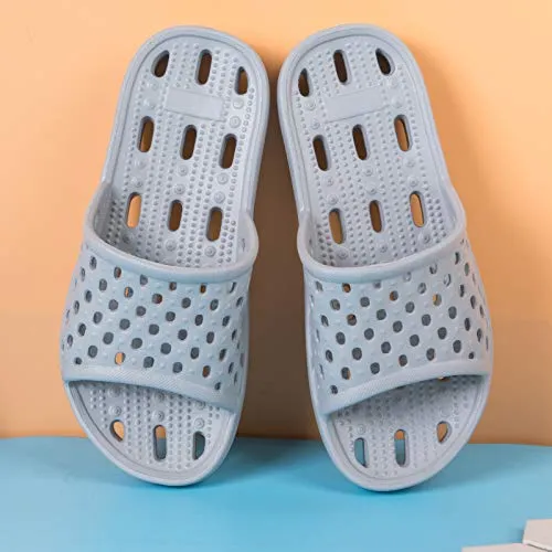 WOTTE Shower Sandals Women Quick Drying Bath Slippers Non Slip Dorm Shoes Size 5.5 Grey