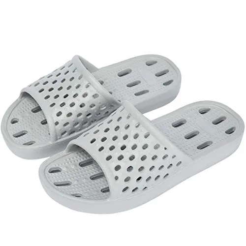 WOTTE Shower Sandals Women Quick Drying Bath Slippers Non Slip Dorm Shoes Size 5.5 Grey