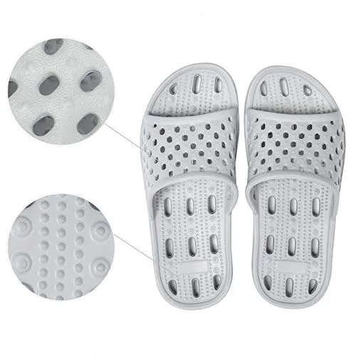 WOTTE Shower Sandals Women Quick Drying Bath Slippers Non Slip Dorm Shoes Size 5.5 Grey