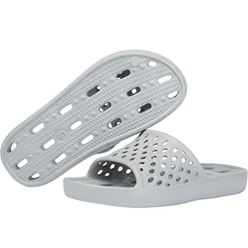 WOTTE Shower Sandals Women Quick Drying Bath Slippers Non Slip Dorm Shoes Size 5.5 Grey