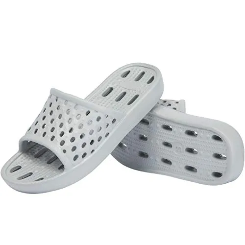 WOTTE Shower Sandals Women Quick Drying Bath Slippers Non Slip Dorm Shoes Size 5.5 Grey