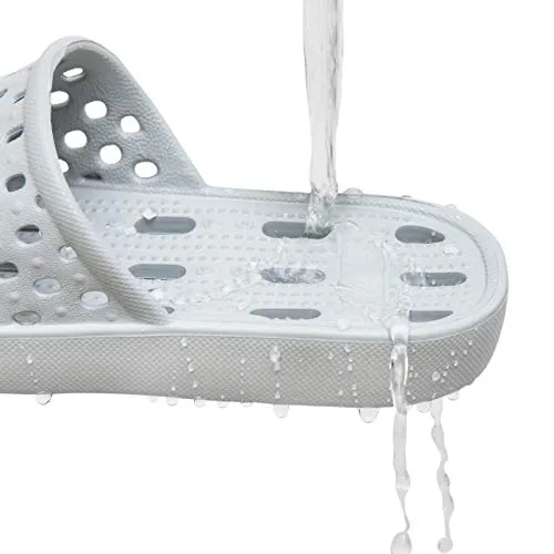 WOTTE Shower Sandals Women Quick Drying Bath Slippers Non Slip Dorm Shoes Size 5.5 Grey