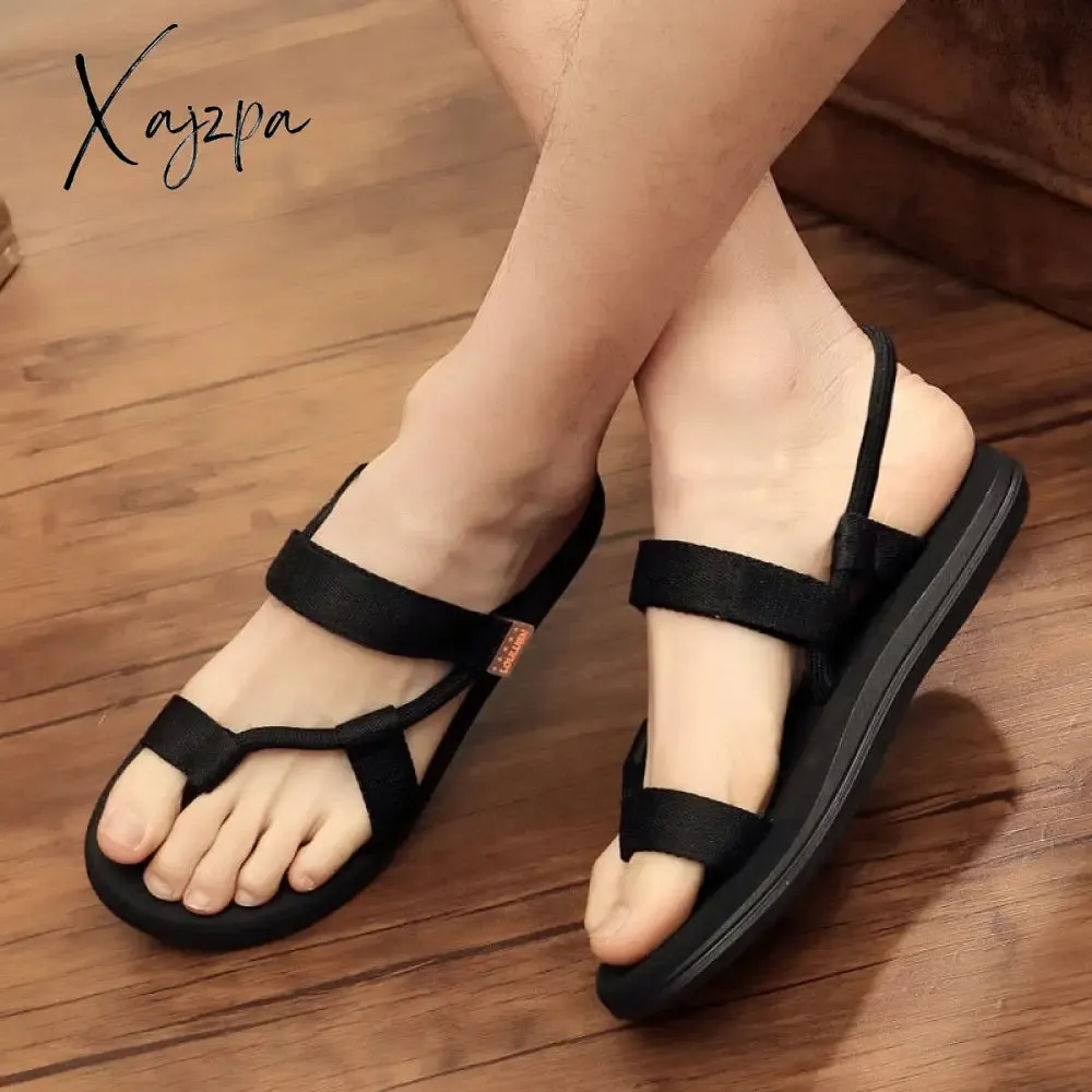 Xajzpa - Summer Men Sandalias Hombre Gladiator Sandals for Male Summer Roman Beach Shoes Flip Flops Slip on Flats Slippers Slides