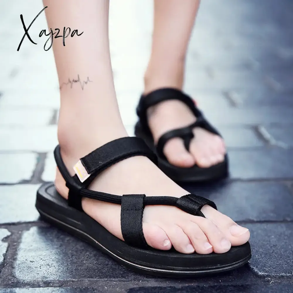 Xajzpa - Summer Men Sandalias Hombre Gladiator Sandals for Male Summer Roman Beach Shoes Flip Flops Slip on Flats Slippers Slides