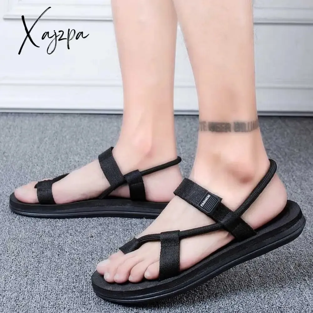 Xajzpa - Summer Men Sandalias Hombre Gladiator Sandals for Male Summer Roman Beach Shoes Flip Flops Slip on Flats Slippers Slides